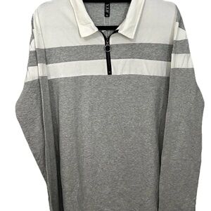 Stylish Gray and White Zip-Up Sweater